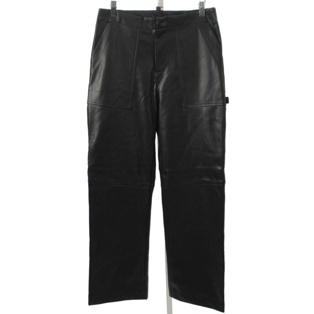 Renuar Womens Black Polyurethane Cargo Pants Zip Inseam 30 Size 40